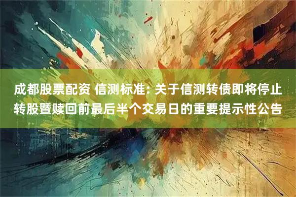 成都股票配资 信测标准: 关于信测转债即将停止转股暨赎回前最后半个交易日的重要提示性公告